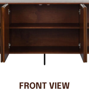 NTC Veil TV Stand with 4 Doors for TVs up to 75’’, Media Console with Vertical Groove Design and Metal Legs, Modern Entertainment Center for Living Room and Bedroom, Effortless Assembly, Dark Walnut