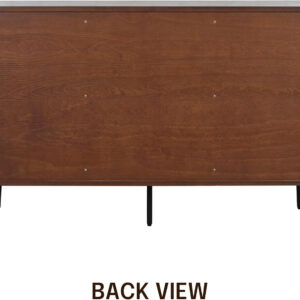 NTC Veil TV Stand with 4 Doors for TVs up to 75’’, Media Console with Vertical Groove Design and Metal Legs, Modern Entertainment Center for Living Room and Bedroom, Effortless Assembly, Dark Walnut