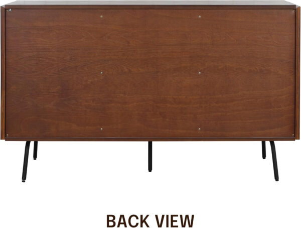 NTC Veil TV Stand with 4 Doors for TVs up to 75’’, Media Console with Vertical Groove Design and Metal Legs, Modern Entertainment Center for Living Room and Bedroom, Effortless Assembly, Dark Walnut