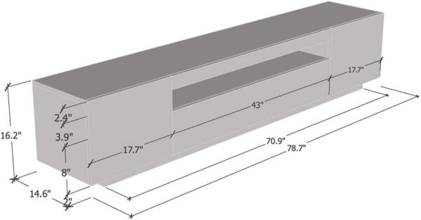 Meble Furniture Miami 200 TV Stand - Rectangular Modern TV Stand with Storage Cabinets and LED Lights - Media Entertainment Center Console Stand for TVs Up to 90" - Black