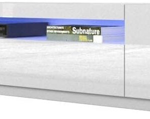 Meble Furniture Miami 200 TV Stand - Rectangular Modern TV Stand with Storage Cabinets and LED Lights - Media Entertainment Center Console Stand for TVs Up to 90" - Black