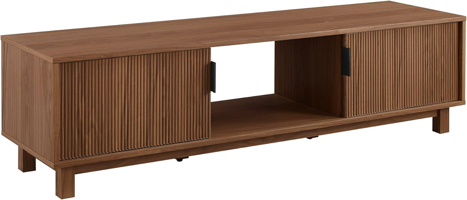 Walker Edison Arundo Fluted TV Stand for TVs up to 65 Inches, 58" TV Stand, Mocha
