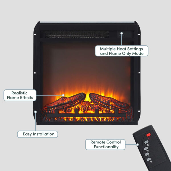 Walker Edison Chloe Reeded TV Stand with Fireplace Insert, 75 Inch, 70 Inch, Mocha