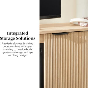 Walker Edison Chloe Reeded TV Stand with Fireplace Insert, 75 Inch, 70 Inch, Mocha