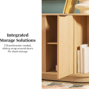 Walker Edison Chloe Reeded TV Stand with Fireplace Insert, 75 Inch, 70 Inch, Mocha