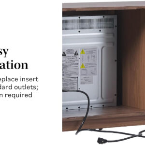 Walker Edison Chloe Reeded TV Stand with Fireplace Insert, 75 Inch, 70 Inch, Mocha