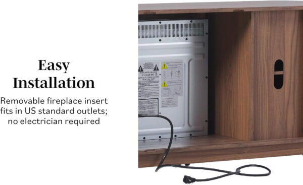 Walker Edison Chloe Reeded TV Stand with Fireplace Insert, 75 Inch, 70 Inch, Mocha