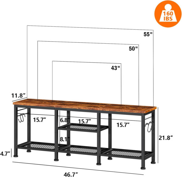 68872465e75bf45d0aee07e8fc5b0c6dc2a229854ea266681af0e.jpg Furologee TV Stand for TVs up to 55 Inch, Entertainment Center with Open Storage Shelves, TV Media Console Table with Soundbar Shelf for Living Room, Bedroom, Rustic Brown
