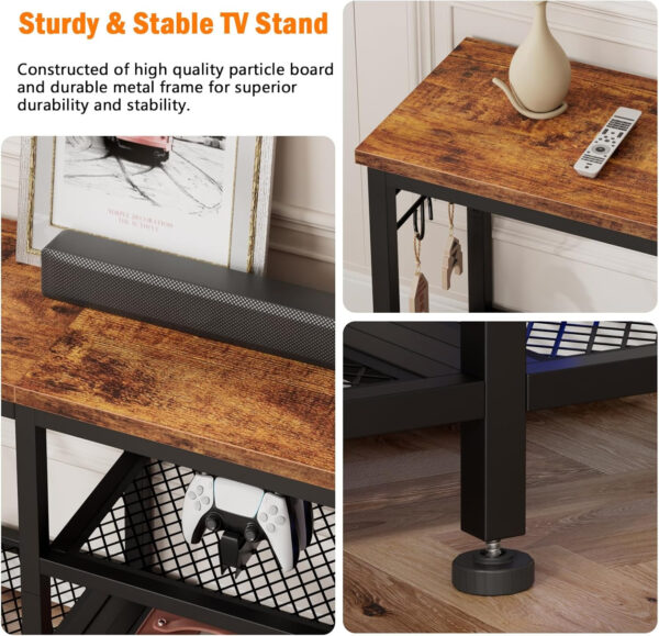 68872469835f71ca6187e518f60928d15193a52bf31c46254d79d.jpg Furologee TV Stand for TVs up to 55 Inch, Entertainment Center with Open Storage Shelves, TV Media Console Table with Soundbar Shelf for Living Room, Bedroom, Rustic Brown