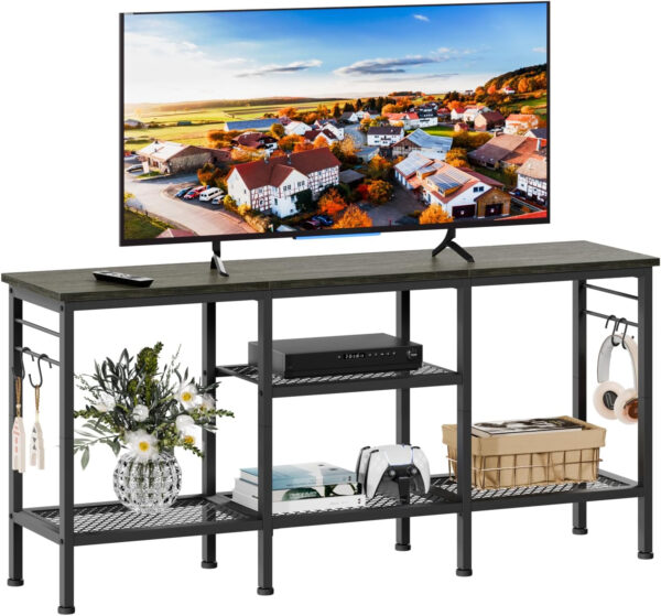 688724759ed9461ba929fd1e39b4c8a8fd5f62fcbd893d57dab8f.jpg Furologee TV Stand for TVs up to 55 Inch, Entertainment Center with Open Storage Shelves, TV Media Console Table with Soundbar Shelf for Living Room, Bedroom, Rustic Brown