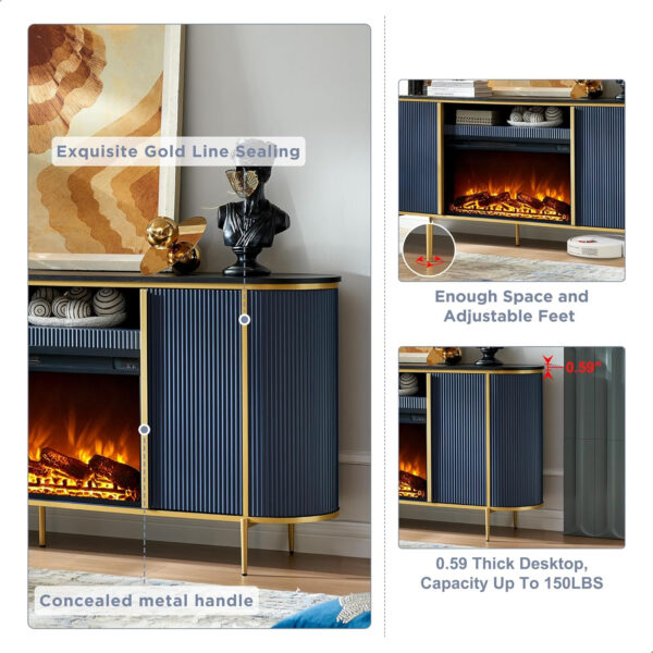 OKD Luxury 70" Fluted TV Stand, Modern Chic Entertainment Center for TVs Up to 80 inches, TV Console with Faux Marble Top, Curved Profile Design, Media Console for Living Room, Natural Oak