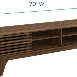 Modway Render 70" Mid-Century Modern Low Profile Media Console TV Stand, 70 Inch, Walnut Walnut