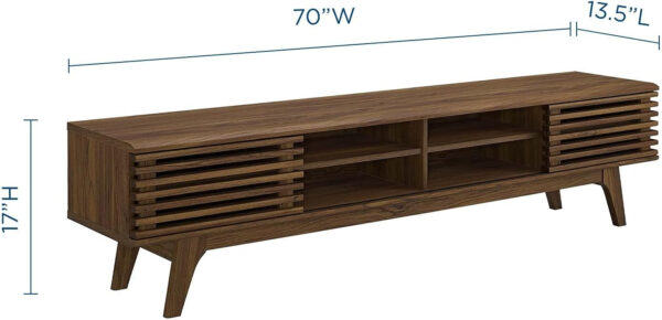 Modway Render 70" Mid-Century Modern Low Profile Media Console TV Stand, 70 Inch, Walnut Walnut