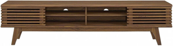 Modway Render 70" Mid-Century Modern Low Profile Media Console TV Stand, 70 Inch, Walnut Walnut