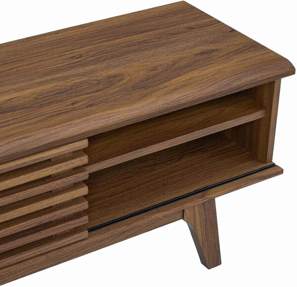 Modway Render 70" Mid-Century Modern Low Profile Media Console TV Stand, 70 Inch, Walnut Walnut