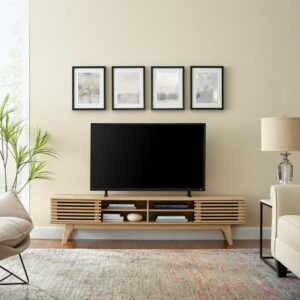 Modway Render 70" Mid-Century Modern Low Profile Media Console TV Stand, 70 Inch, Walnut Walnut