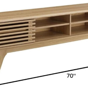 Modway Render 70" Mid-Century Modern Low Profile Media Console TV Stand, 70 Inch, Walnut Walnut