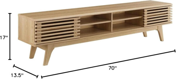 Modway Render 70" Mid-Century Modern Low Profile Media Console TV Stand, 70 Inch, Walnut Walnut