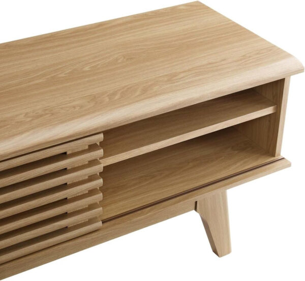 Modway Render 70" Mid-Century Modern Low Profile Media Console TV Stand, 70 Inch, Walnut Walnut