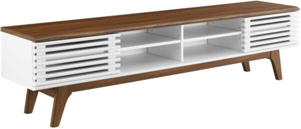 Modway Render 70" Mid-Century Modern Low Profile Media Console TV Stand, 70 Inch, Walnut Walnut