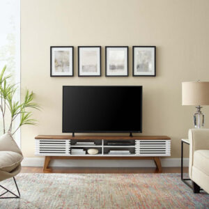 Modway Render 70" Mid-Century Modern Low Profile Media Console TV Stand, 70 Inch, Walnut Walnut