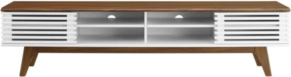 Modway Render 70" Mid-Century Modern Low Profile Media Console TV Stand, 70 Inch, Walnut Walnut