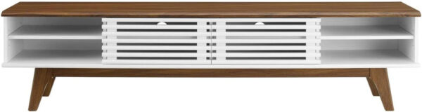 Modway Render 70" Mid-Century Modern Low Profile Media Console TV Stand, 70 Inch, Walnut Walnut