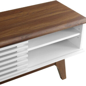 Modway Render 70" Mid-Century Modern Low Profile Media Console TV Stand, 70 Inch, Walnut Walnut