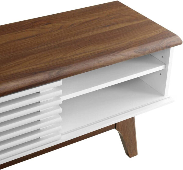 Modway Render 70" Mid-Century Modern Low Profile Media Console TV Stand, 70 Inch, Walnut Walnut