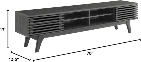 Modway Render 70" Mid-Century Modern Low Profile Media Console TV Stand, 70 Inch, Walnut Walnut