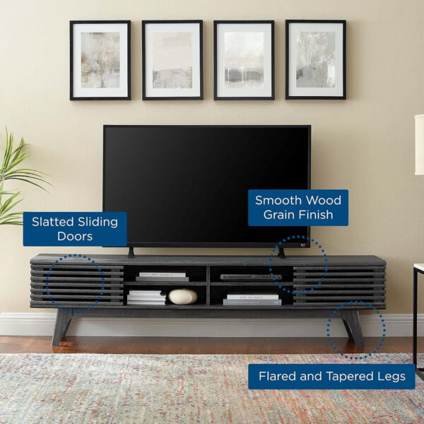 Modway Render 70" Mid-Century Modern Low Profile Media Console TV Stand, 70 Inch, Walnut Walnut