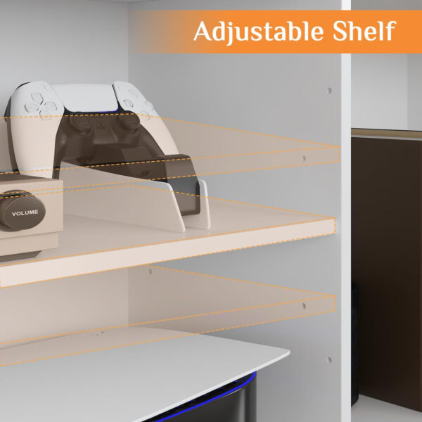 6887257515f2868c7ac028d56d361892fd5dd66362e5f8f304525.jpg White 114" Large Wall Unit Entertainment Center with Bookshelves, Lights and 18 Shelves, Modern 4-Piece TV Stand Media Console Table with Bridge Cabinet for Living Room & Home Theater