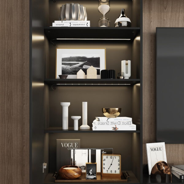 6887257c2f8cb6d55761c7754245b2ba378343eb9d10f509bc2cc.jpg White 114" Large Wall Unit Entertainment Center with Bookshelves, Lights and 18 Shelves, Modern 4-Piece TV Stand Media Console Table with Bridge Cabinet for Living Room & Home Theater