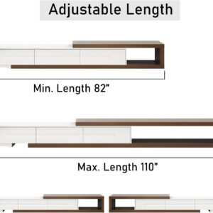 Extendable TV Stand, Modern Entertainment Center for Up to 120 Inch TV, Wood Reversible TV Media Console with 3 Drawers for Living Room Bedroom, 82-110"(Black& Walnut)