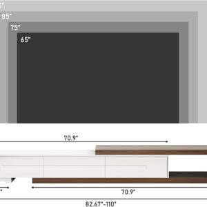 Extendable TV Stand, Modern Entertainment Center for Up to 120 Inch TV, Wood Reversible TV Media Console with 3 Drawers for Living Room Bedroom, 82-110"(Black& Walnut)