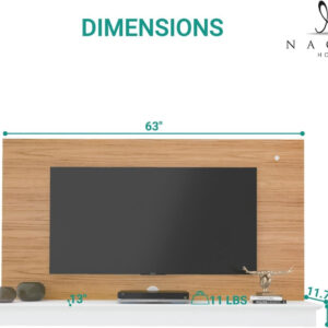 Naomi Home Zola Multi Storage Wall Media Center for up to 70 inch TVs, Entertainment Center with Storage, Floating TV Stand with 2 Sliding Doors and 2 Floating Wall Shelves, UV Painting Finish Natural