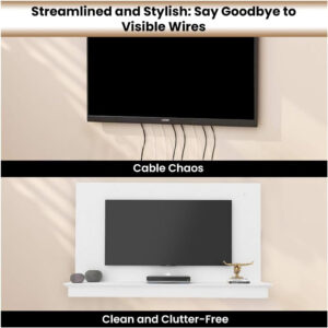 Naomi Home Zola Multi Storage Wall Media Center for up to 70 inch TVs, Entertainment Center with Storage, Floating TV Stand with 2 Sliding Doors and 2 Floating Wall Shelves, UV Painting Finish Natural