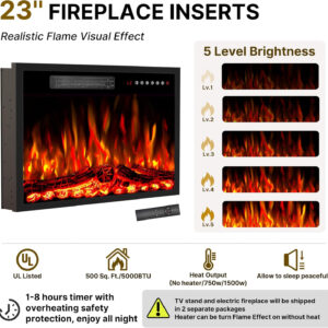 688727dd9c93d62fc9ff494bdeb756d0fa7f0a495a56813809cd1.jpg 65" Fluted Fireplace TV Stand for TVs Up to 75 inches, Modern Entertainment Center with 23" Electric Fireplace, Wooden Curved TV Console with Sliding Doors for Living Room, Natural Oak