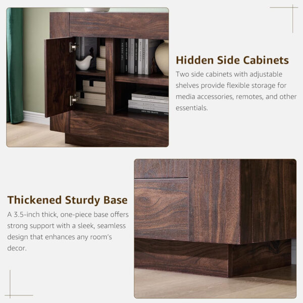 OKD Modern 70" TV Stand, Entertainment Center for TVs Up to 80", Media Console with Large Open Storage & Side Cabinets, Thick Wood Design for Living Room, Dark Walnut