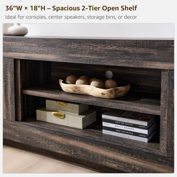 OKD Modern 70" TV Stand, Entertainment Center for TVs Up to 80", Media Console with Large Open Storage & Side Cabinets, Thick Wood Design for Living Room, Dark Walnut