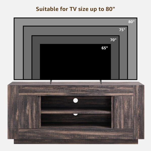 OKD Modern 70" TV Stand, Entertainment Center for TVs Up to 80", Media Console with Large Open Storage & Side Cabinets, Thick Wood Design for Living Room, Dark Walnut