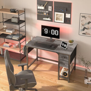 Lufeiya White Small Desk with Drawers - 40 Inch Computer Desk for Small Space Home Office, Modern Simple Study Writing Table PC Desks