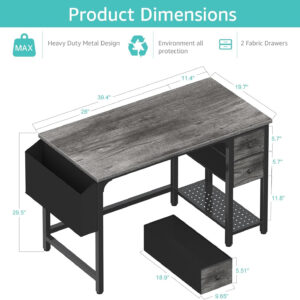 Lufeiya White Small Desk with Drawers - 40 Inch Computer Desk for Small Space Home Office, Modern Simple Study Writing Table PC Desks