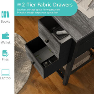 Lufeiya White Small Desk with Drawers - 40 Inch Computer Desk for Small Space Home Office, Modern Simple Study Writing Table PC Desks