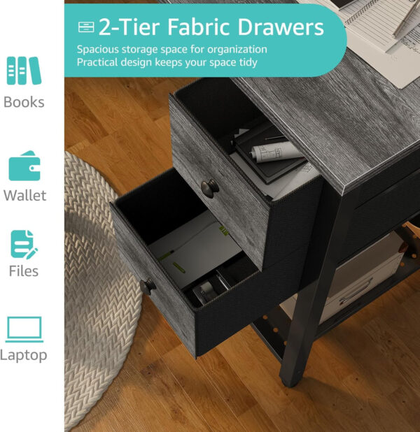 Lufeiya White Small Desk with Drawers - 40 Inch Computer Desk for Small Space Home Office, Modern Simple Study Writing Table PC Desks