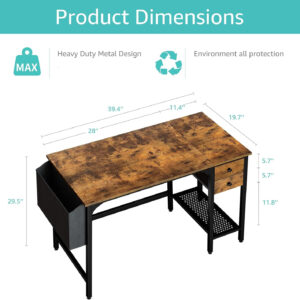 Lufeiya White Small Desk with Drawers - 40 Inch Computer Desk for Small Space Home Office, Modern Simple Study Writing Table PC Desks