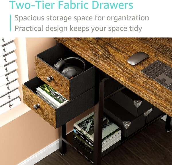 Lufeiya White Small Desk with Drawers - 40 Inch Computer Desk for Small Space Home Office, Modern Simple Study Writing Table PC Desks