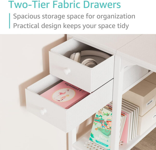 Lufeiya White Small Desk with Drawers - 40 Inch Computer Desk for Small Space Home Office, Modern Simple Study Writing Table PC Desks