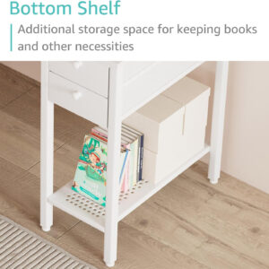 Lufeiya White Small Desk with Drawers - 40 Inch Computer Desk for Small Space Home Office, Modern Simple Study Writing Table PC Desks