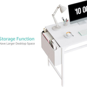 Lufeiya White Small Desk with Drawers - 40 Inch Computer Desk for Small Space Home Office, Modern Simple Study Writing Table PC Desks